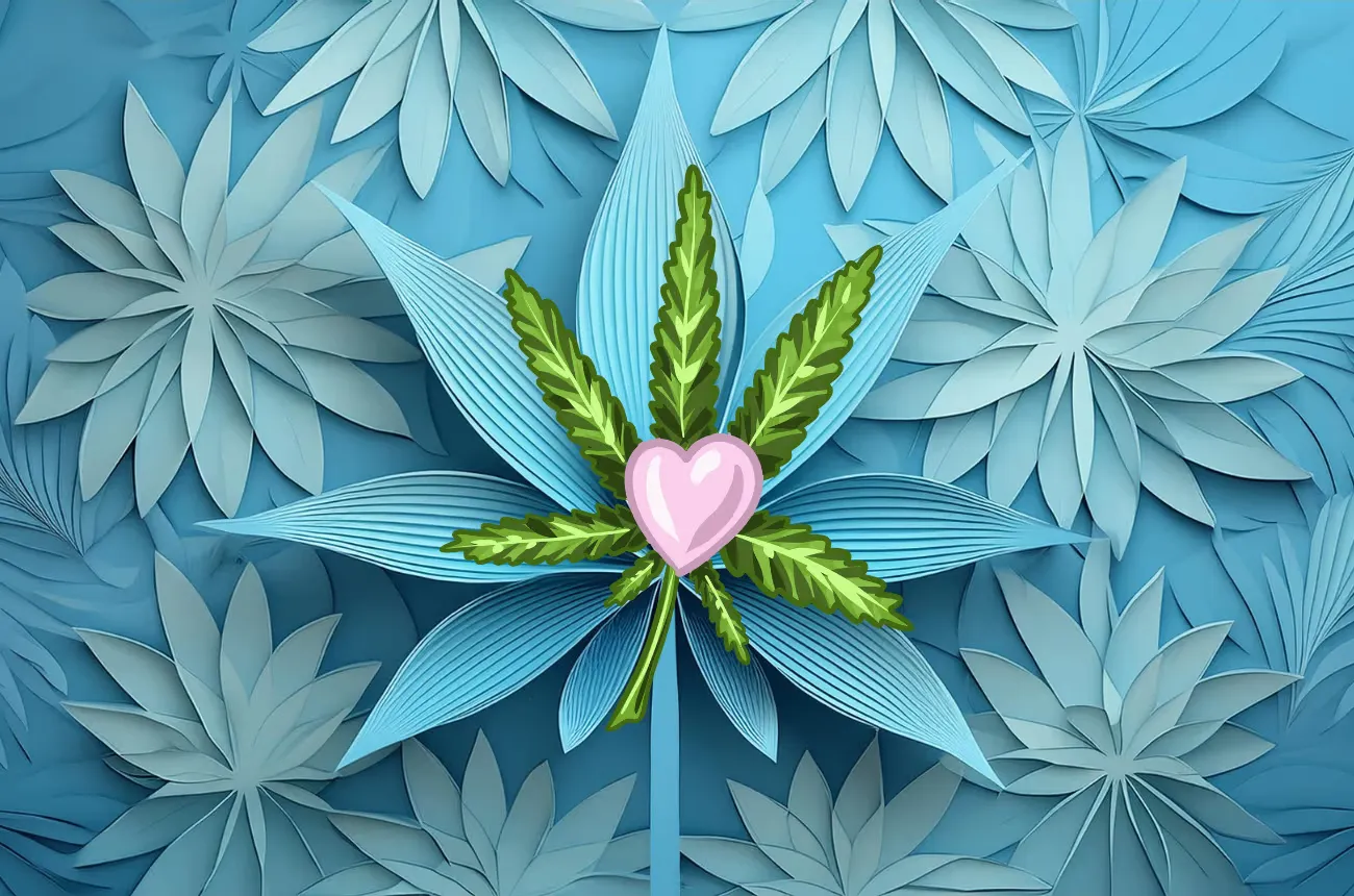 Opal Cannabis artistic paper-cut leaf design